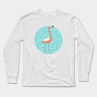 Pink flamingo posing in the distance Long Sleeve T-Shirt